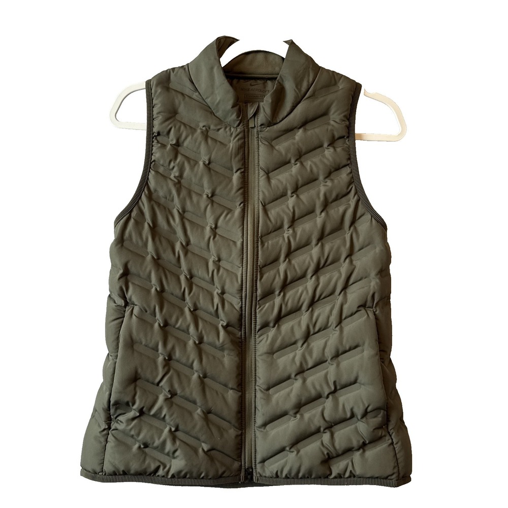 Nike AeroLoft Repel Womens Down Vest S Olive Green Running Golf Puffer Gilet